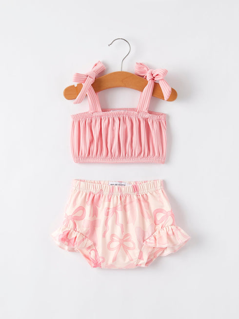 spring-summer-pink-pleated-suspender-vest-and-floral-bloomers-set Rylee Faith Designs - Sophia's StyleOutfit-1