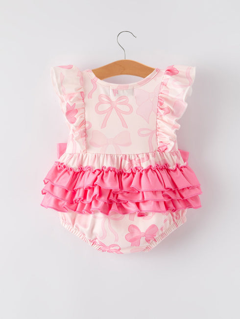 girls-pink-bow-print-romper Rylee Faith Designs - Sophia's Style-2
