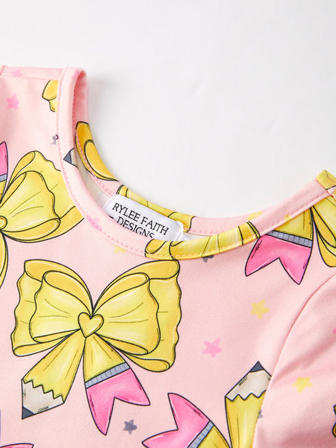 back-to-school-yellow-bow-print-girls-dress Rylee Faith Designs - Sophia's Style-3