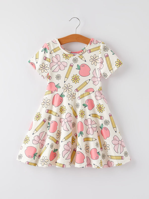 back-to-school-apple-pencil-and-floral-print-girls-dress Rylee Faith Designs - Sophia's StyleDress-1
