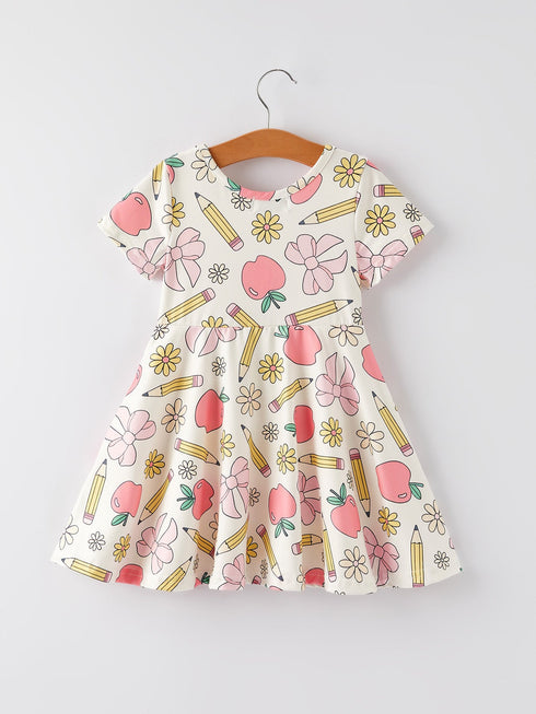 back-to-school-apple-pencil-and-floral-print-girls-dress Rylee Faith Designs - Sophia's Style-2