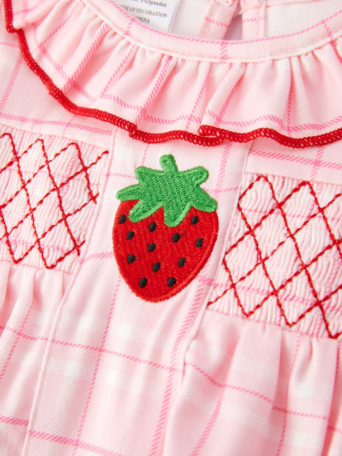 strawberry-applique-flying-sleeves-plaid-girls-romper Rylee-Faith-Designs-Sophia's Style-3