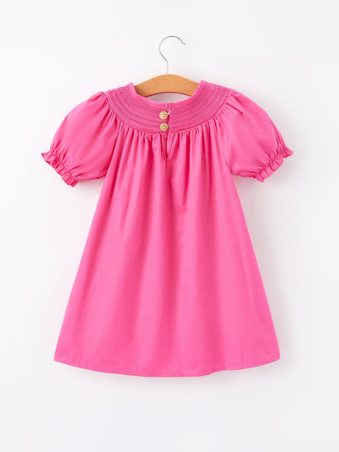girls-bow-smocking-embroidery-hot-pink-dress Rylee Faith Designs - Sophia's Style-2