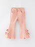 girls-light-pink-bow-flared-elastic-denim-pants Rylee Faith Designs - Sophia's StyleJeans-1
