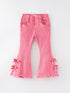 girls-pink-bow-flared-elastic-denim-pants Rylee Faith Designs - Sophia's StyleJeans-1