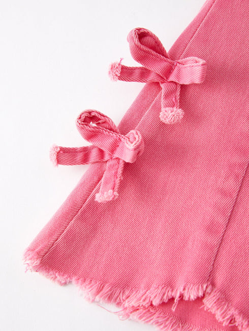 girls-pink-bow-flared-elastic-denim-pants Rylee Faith Designs - Sophia's Style-5