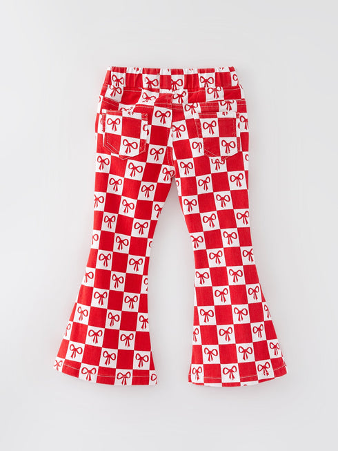 girls-red-bow-print-plaid-flared-jeans Rylee Faith Designs - Sophia's Style-2