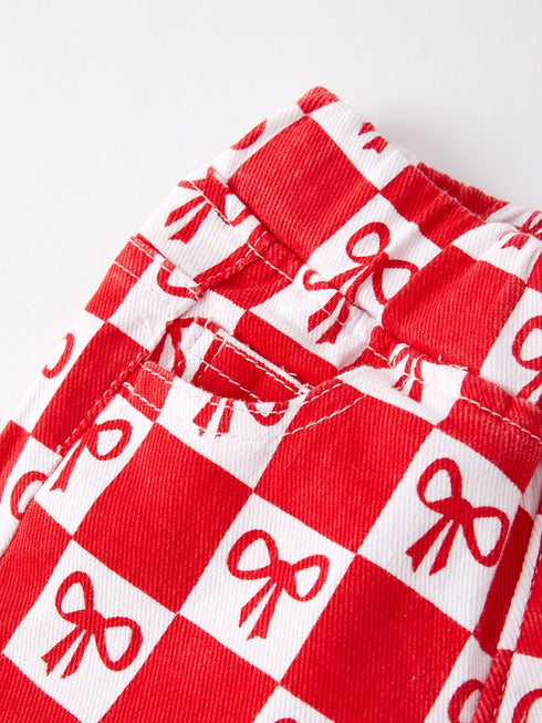 girls-red-bow-print-plaid-flared-jeans Rylee Faith Designs - Sophia's Style-3