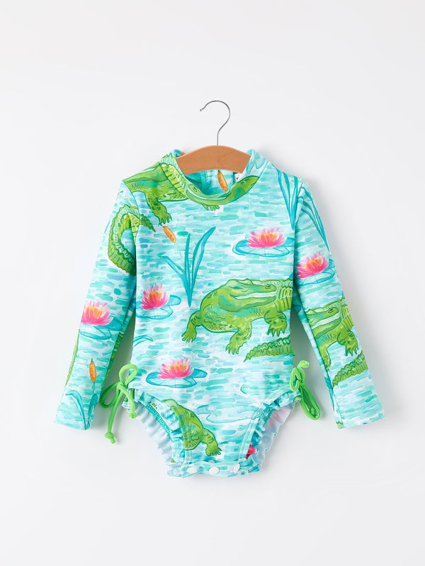 crocodile-green-girls-swimsuit Rylee-Faith-Designs-Sophia's StyleSwimsuit-1