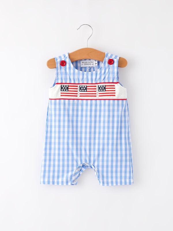 4th-of-july-flag-embroidery-smocking-boys-romper Rylee-Faith-Designs-Sophia's StyleRomper-1