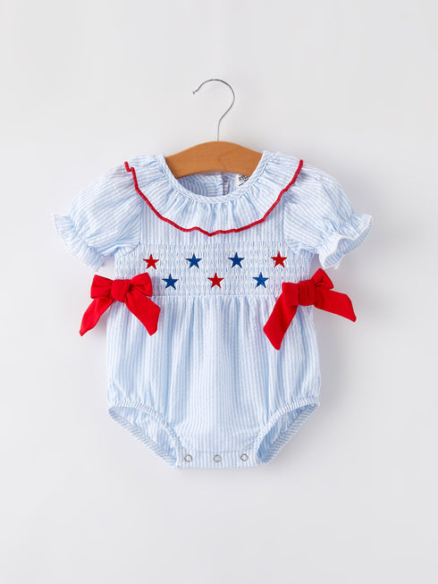 4th-of-july-girls-smocking-star-embroidered-romper Rylee-Faith-Designs-Sophia's StyleRomper-1