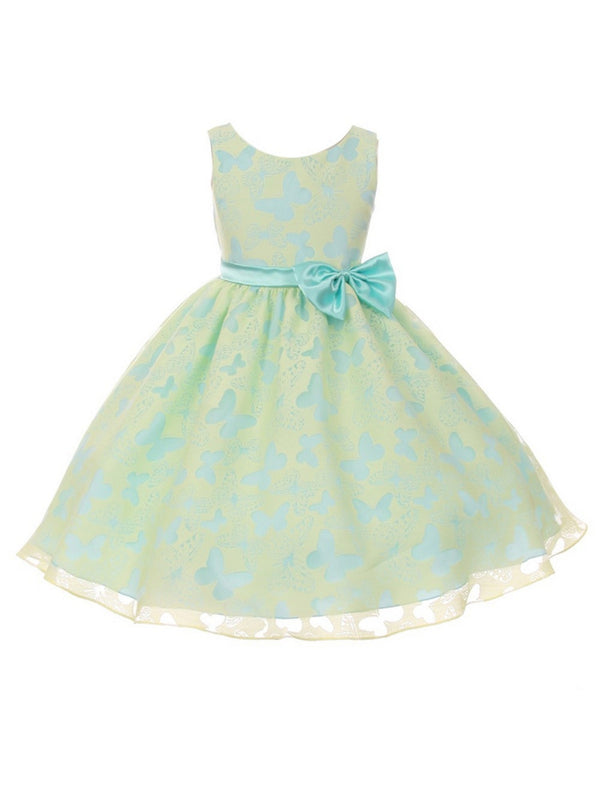 Big Girls Multi Color Butterfly Burnout Organza Plus Size Dress 14.5-20.5 - SophiasStyle.com