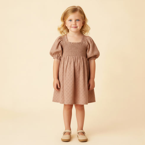 organic-eyelet-bubble-sleeve-dress-clay-eyelet-makemake-organics-sophias-styleEyelet Bubble Sleeve Dress-1
