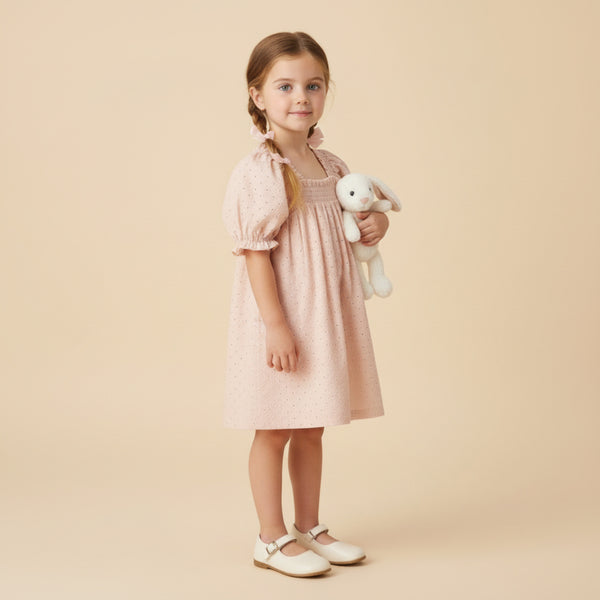 organic-eyelet-bubble-sleeve-dress-blush-eyelet-makemake-organics-sophias-styleEyelet Bubble Sleeve Dress-1