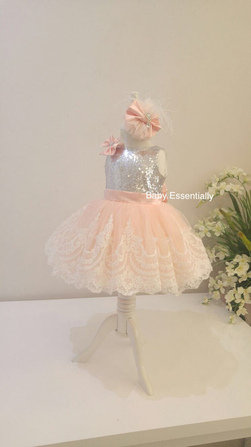 Alana Dress Silver & blush