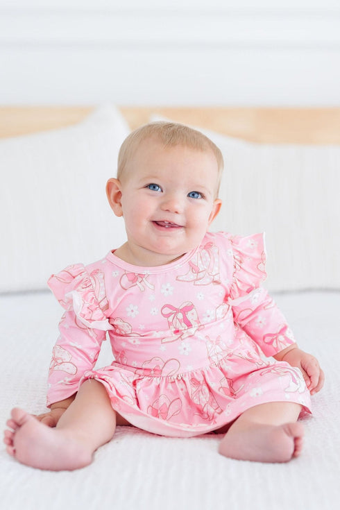 howdy-3-4-sleeve-flutter-twirl-bodysuit Mila Rose - Sophia's StyleTwirl Bodysuit - 3/4 Flutter-1