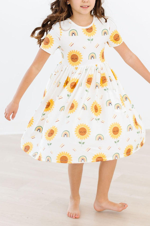 sunflower-s-s-pocket-twirl-dress Mila &  Rose - Sophia's Style-Sunflower S/S Pocket Twirl Dress-6-12M--1