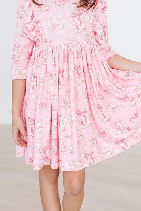howdy-3-4-sleeve-ruffle-twirl-dress Mila & Rose - Sophia's StyleTwirl Ruffle Dress 3/4-1