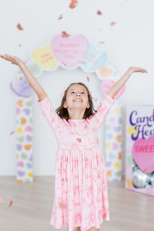 blushing-bows-3-4-sleeve-pocket-twirl-dress Mila & Rose - Sophia's Style--3T--4