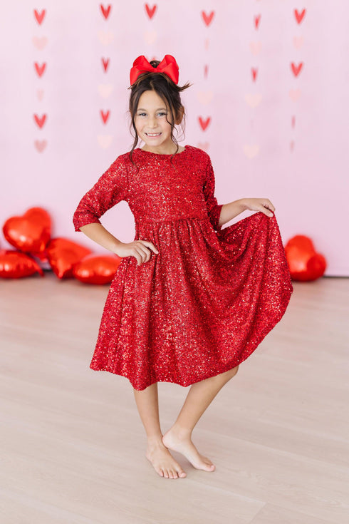 red-sequin-dress Mila & Rose at Sophia's Style-Red Sequin Dress-2T-Sequin Dress-1