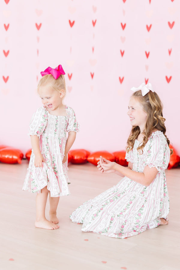 rosebud-bows-smocked-ruffle-dress Mila & Rose at Sophia's Style-Rosebud Bows Smocked Ruffle Dress-2T-Smocked Ruffle Dress-1