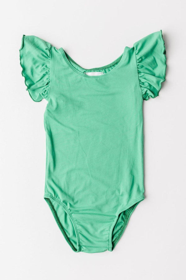 kelly-green-s-s-flutter-sleeve-leotard Mila & Rose at Sophia's Style-Kelly Green S/S Flutter Sleeve Leotard-6-12M-Flutter Leotard S/S-1
