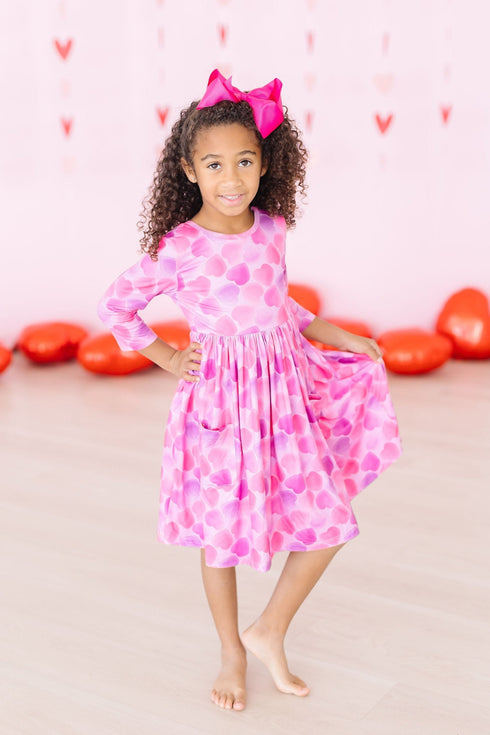 happy-heart-day-3-4-sleeve-pocket-twirl-dress Mila & Rose - Sophia's Style-Happy Heart Day 3/4 Sleeve Pocket Twirl Dress-6-12M--1