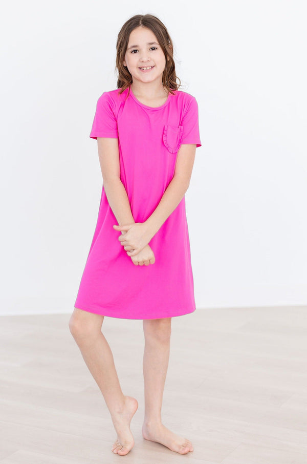 hot-pink-t-shirt-dress Mila & Rose - Sophia's Style-Hot Pink T-Shirt Dress-6-12M--1
