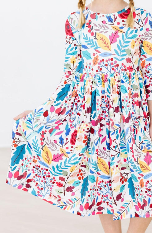 winter-berries-3-4-sleeve-pocket-twirl-dress Mila & Rose - Sophia's Style--3T--4
