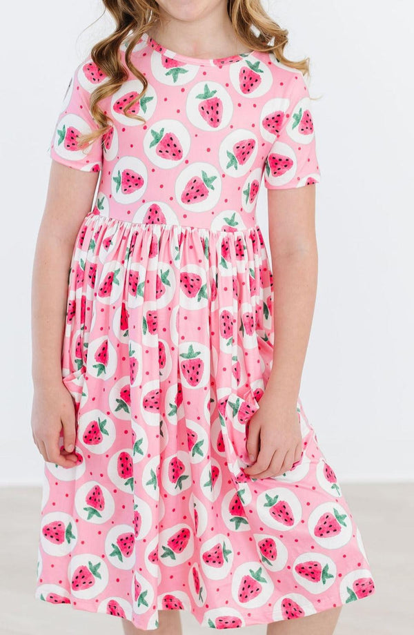 strawberry-fields-s-s-pocket-twirl-dress Mila & Rose - Sophia's Style-Strawberry Fields S/S Pocket Twirl Dress-6-12M--1
