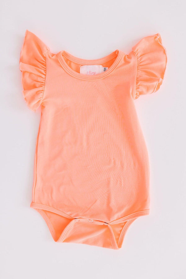 neon-coral-s-s-flutter-bodysuit Mila & Rose at Sophia's Style-Neon Coral S/S Flutter Bodysuit-0-3M-Flutter Bodysuit S/S-1