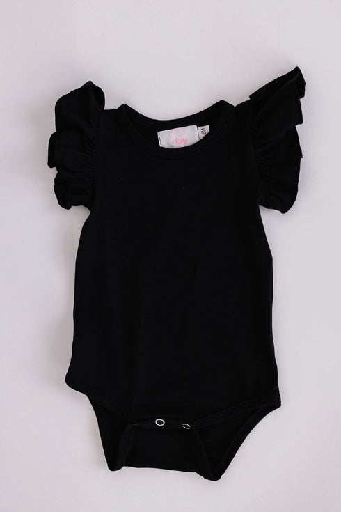 black-s-s-flutter-bodysuit Mila & Rose at Sophia's Style-Black S/S Flutter Bodysuit-0-3M-Flutter Bodysuit S/S-1