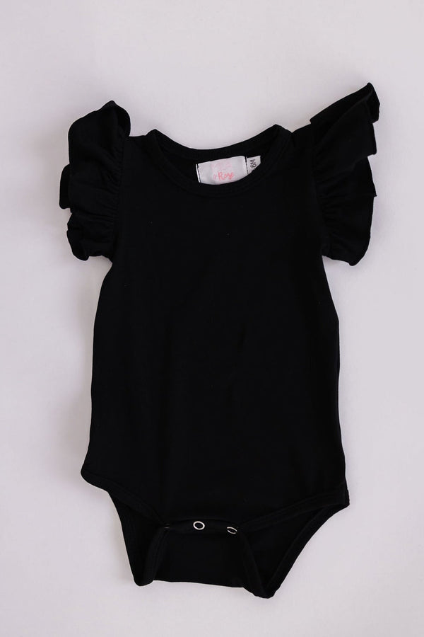 black-s-s-flutter-bodysuit Mila & Rose at Sophia's Style-Black S/S Flutter Bodysuit-0-3M-Flutter Bodysuit S/S-1