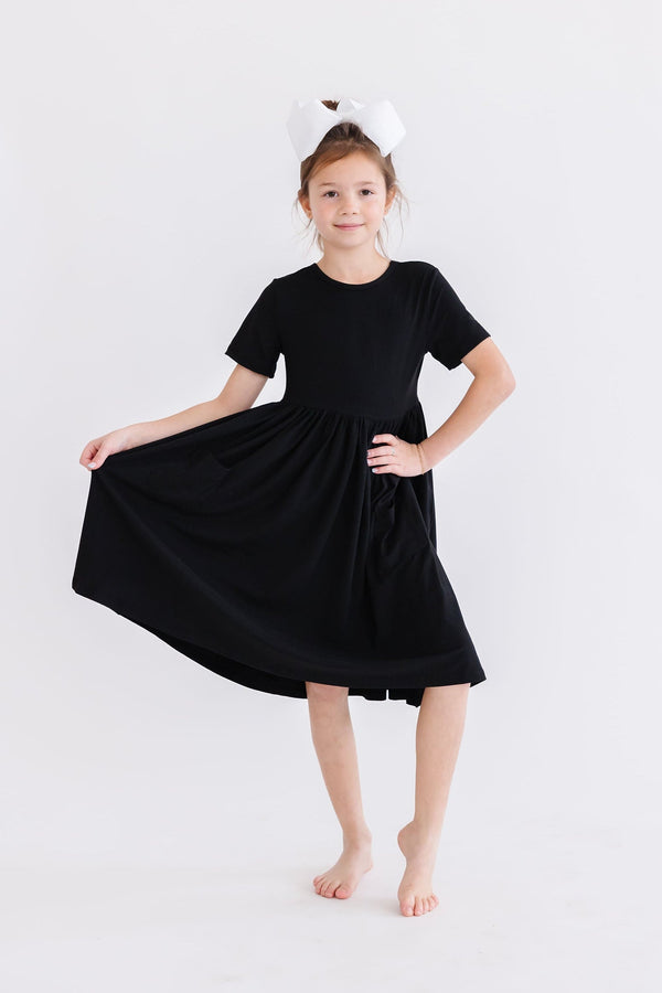 black-s-s-pocket-twirl-dress Mila & Rose at Sophia's Style-Black S/S Pocket Twirl Dress-6-12M-Twirl Pocket Dress S/S-1