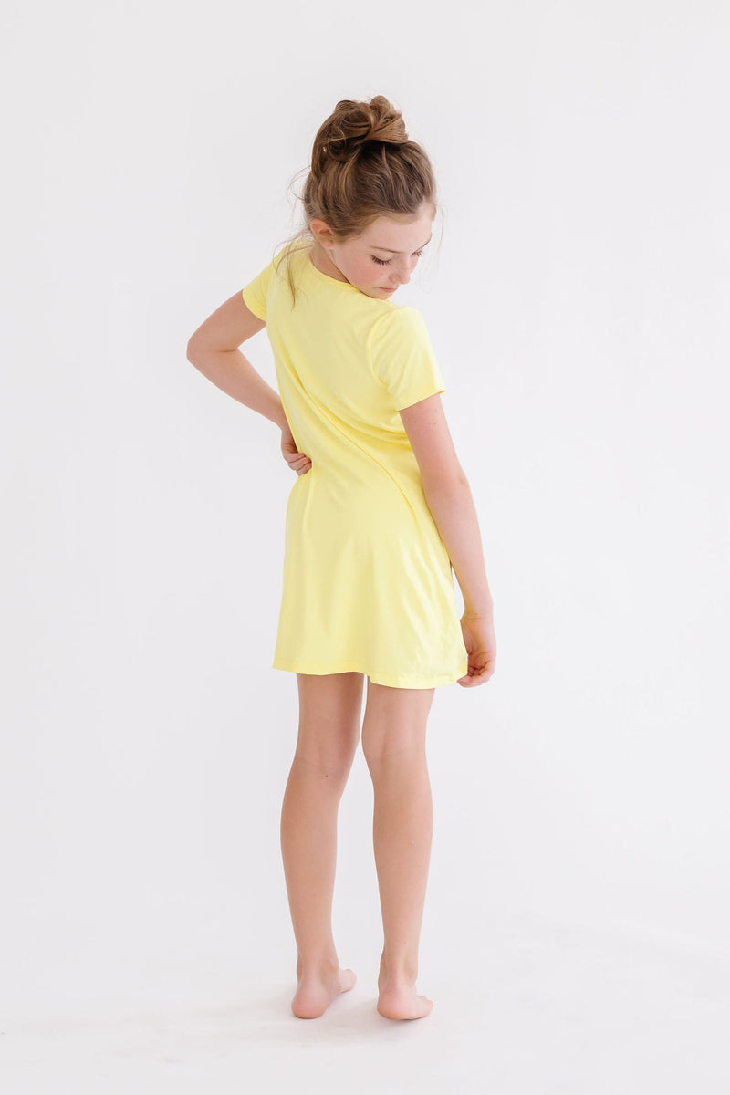 pastel yellow t shirt dress Solid Pastel Yellow T-shirt Dress for Women, Cute Aesthetic Fashion Shirt  Dress, All Over Print, Loungewear, Aloha Hawaiian Beach Dress