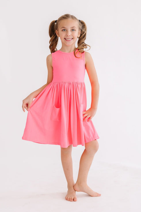 neon-pink-tank-pocket-twirl-dress Mila & Rose - Sophia's Style--2T--3