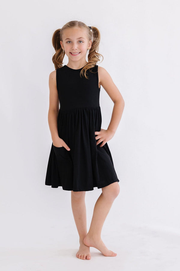 black-tank-pocket-twirl-dress Mila & Rose - Sophia's Style-Black Tank Pocket Twirl Dress-6-12M--1