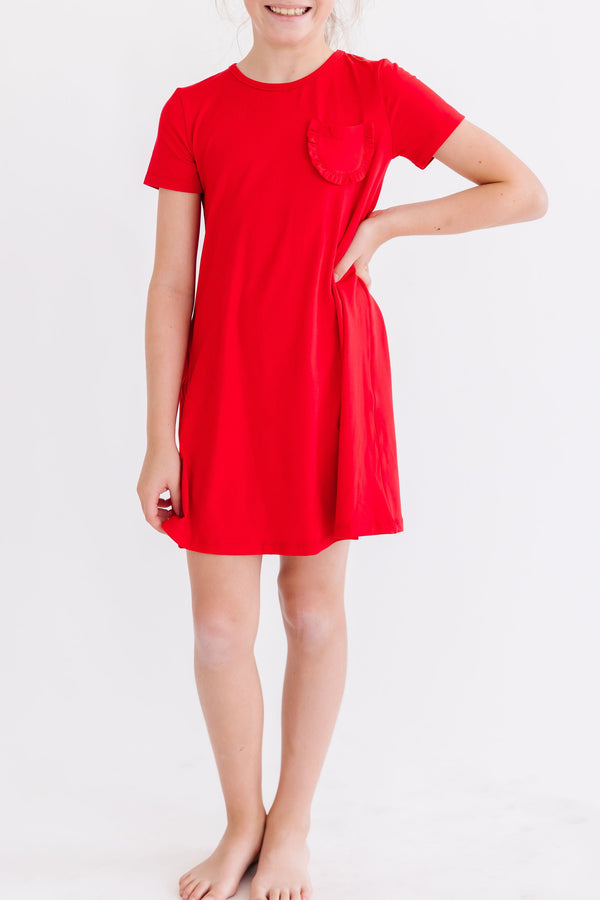 red-t-shirt-dress Mila & Rose at Sophia's Style-Red T-Shirt Dress-6-12M-T-Shirt Dress-1