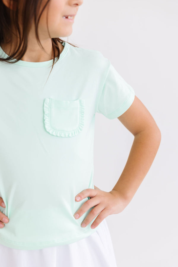 pastel-green-ruffle-pocket-tee Mila & Rose at Sophia's Style-Pastel Green Ruffle Pocket Tee-6-12M-Ruffle Pocket Tee-1