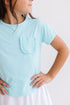 aqua-ruffle-pocket-tee Mila & Rose at Sophia's Style-Aqua Ruffle Pocket Tee-6-12M-Ruffle Pocket Tee-1