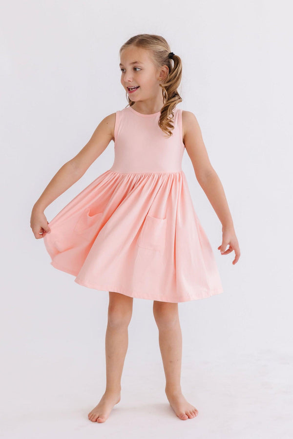peach-tank-pocket-twirl-dress Mila &  Rose - Sophia's Style-Peach Tank Pocket Twirl Dress-6-12M--1