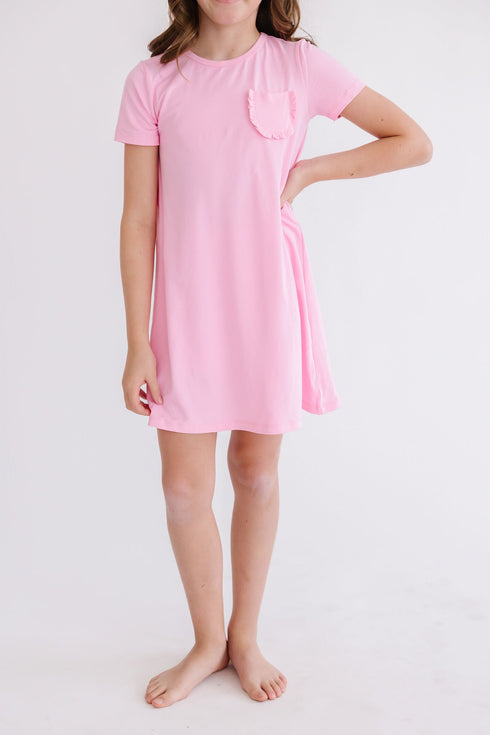 bubblegum-pink-t-shirt-dress Mila & Rose at Sophia's Style-Bubblegum Pink T-Shirt Dress-6-12M-T-Shirt Dress-1