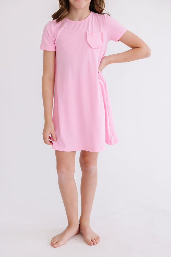 bubblegum-pink-t-shirt-dress Mila & Rose at Sophia's Style-Bubblegum Pink T-Shirt Dress-6-12M-T-Shirt Dress-1