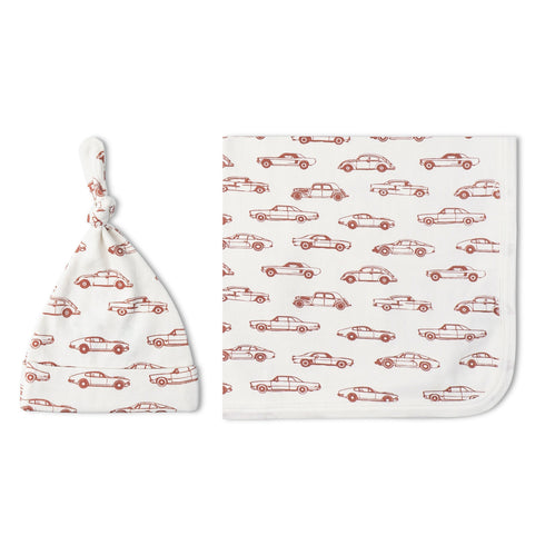 organic-swaddle-blanket-hat-set-cars-makemake-organics-sophias-style-5