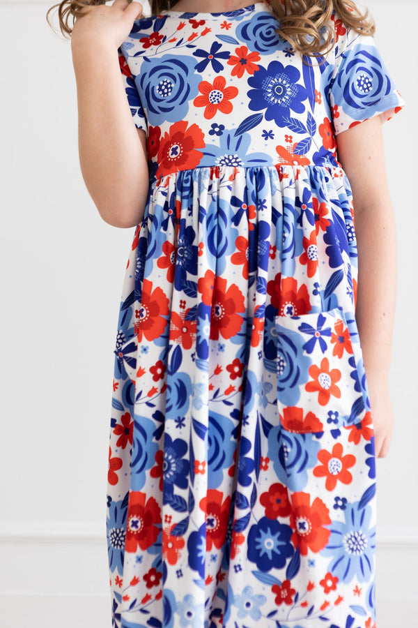 happy-4th-floral-floral-s-s-pocket-twirl-dress Mila & Rose - Sophia's StyleTwirl Pocket Dress S/S-1