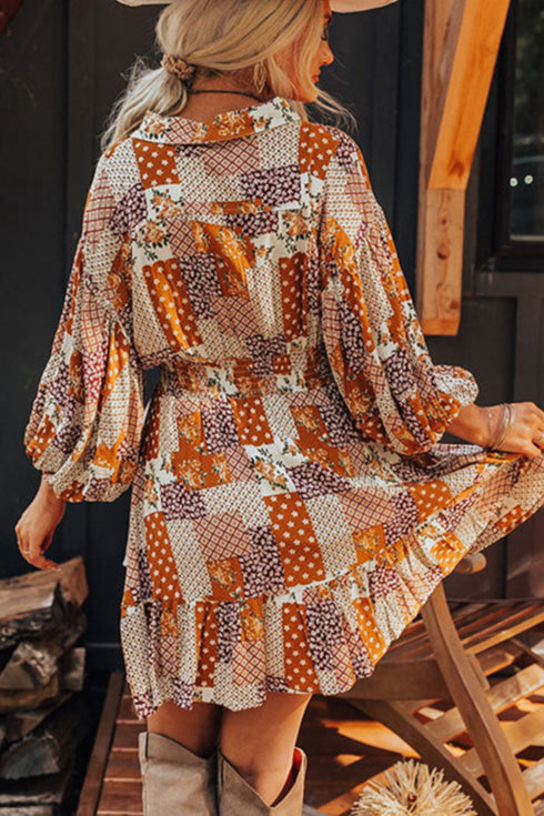 printed-collared-neck-three-quarter-sleeve-mini-shirt-dress OhSoStyled at Sophia's Style-4