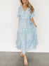 ruched-printed-v-neck-half-sleeve-midi-dress OhSoStyled - Sophia's Style in Light Blue-9