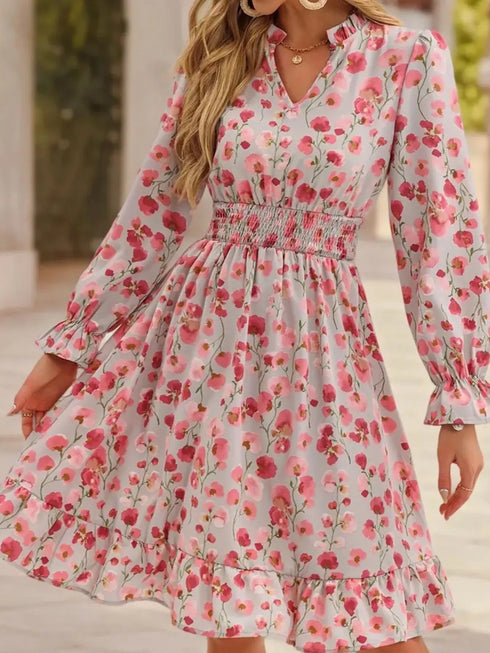 floral-notched-flounce-sleeve-dress-OhSoStyled-Sophia's-Style-3