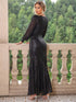 sequin-v-neck-lantern-sleeve-maxi-dress Sophia's Trends - Sophia's Style-Black-S