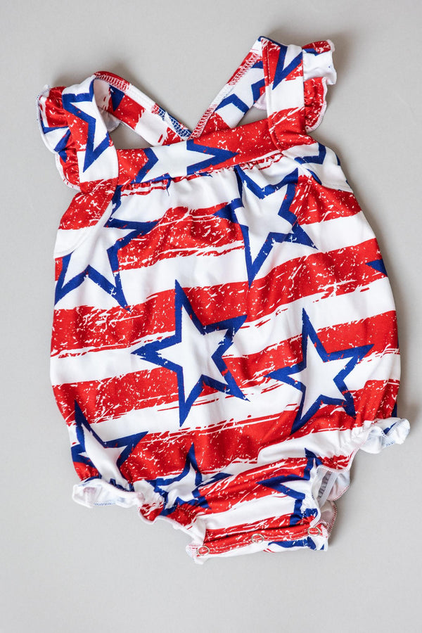 stars-stripes-ruffle-cross-back-romper Mila &  Rose - Sophia's Style-Stars & Stripes Ruffle Cross Back Romper-0-3M--1